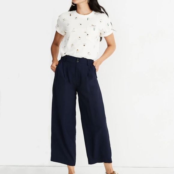Madewell Pants - MADEWELL ~ Drapey Pleated Wide Leg Pants in Deep Navy Size 8 Viscose Polyamide